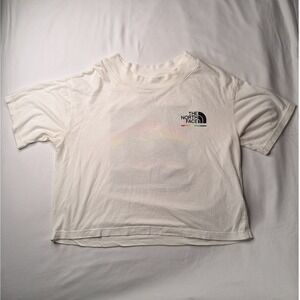 The North Face Womens Pride Rainbow Graphic‎ Crop Top White Short Sleeve Small